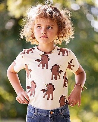 Mini Rodini T-Shirt Unicorni - Cotone bio Elasticizzato T-Shirt e Canotte