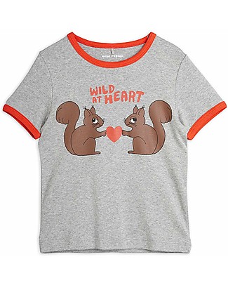 Mini Rodini T-Shirt Wild at Heart - Scoiattoli - Grigia - Cotone Bio T-Shirt e Canotte