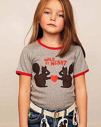 Mini Rodini T-Shirt Wild at Heart - Scoiattoli - Grigia - Cotone Bio T-Shirt e Canotte