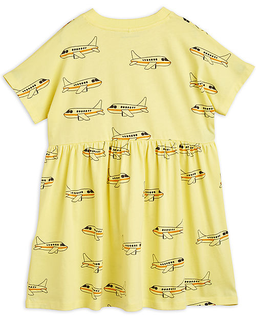 Mini Rodini Vestito Maniche Corte Aeroplano - Giallo - Cotone Bio GOTS Vestiti_