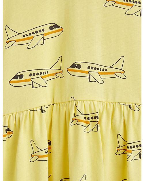 Mini Rodini Vestito Maniche Corte Aeroplano - Giallo - Cotone Bio GOTS Vestiti_