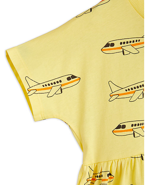 Mini Rodini Vestito Maniche Corte Aeroplano - Giallo - Cotone Bio GOTS Vestiti_