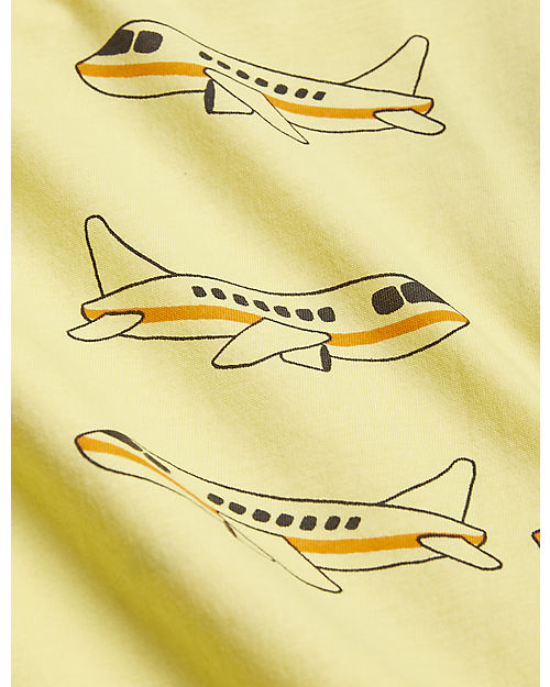 Mini Rodini Vestito Maniche Corte Aeroplano - Giallo - Cotone Bio GOTS Vestiti_