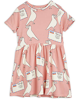 Mini Rodini Vestito Maniche Corte - Pigeons - Rosa Chiaro - Tencel Lyocell Vestiti_