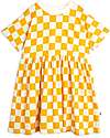 Mini Rodini Vestito Maniche Corte Quadretti - Giallo e Bianco - 100% Cotone Bio Vestiti_