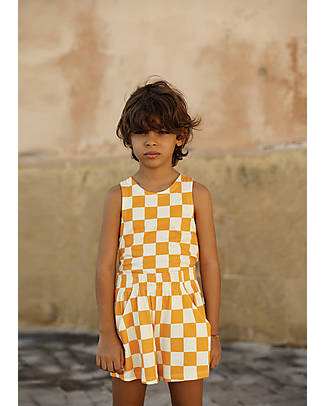 Mini Rodini Vestito Maniche Corte Quadretti - Giallo e Bianco - 100% Cotone Bio Vestiti_