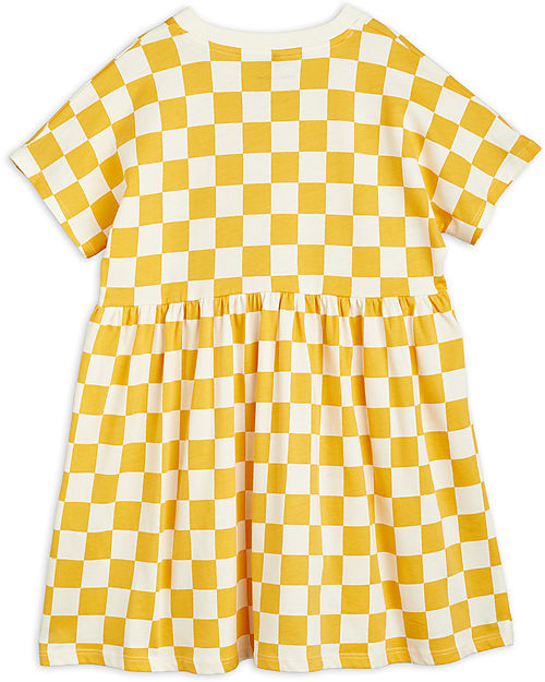 Mini Rodini Vestito Maniche Corte Quadretti - Giallo e Bianco - 100% Cotone Bio Vestiti_