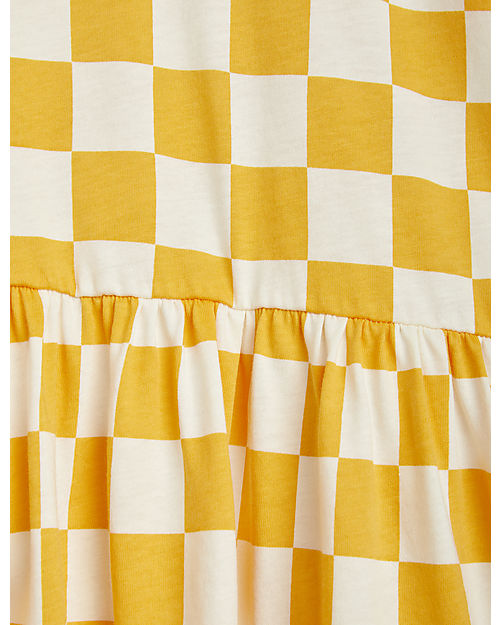 Mini Rodini Vestito Maniche Corte Quadretti - Giallo e Bianco - 100% Cotone Bio Vestiti_