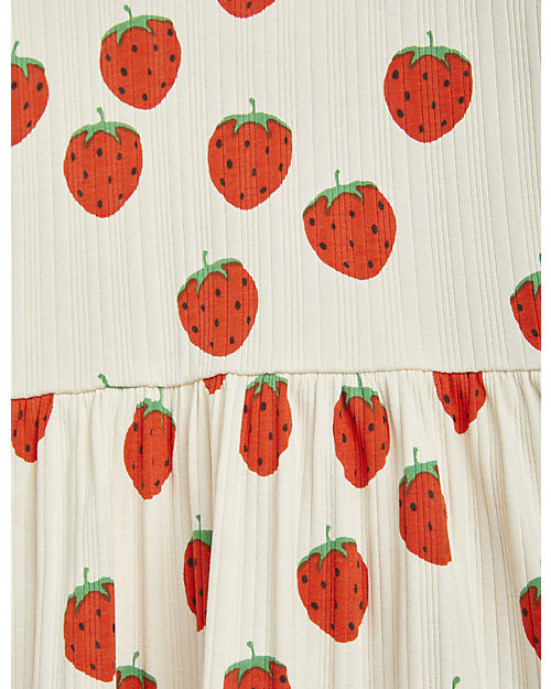 Mini Rodini Vestito Maniche Corte - Strawberries - Bianco - Cotone Bio GOTS Vestiti_