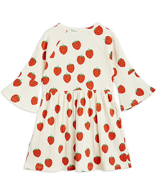 Mini Rodini Vestito Maniche Corte - Strawberries - Bianco - Cotone Bio GOTS Vestiti_