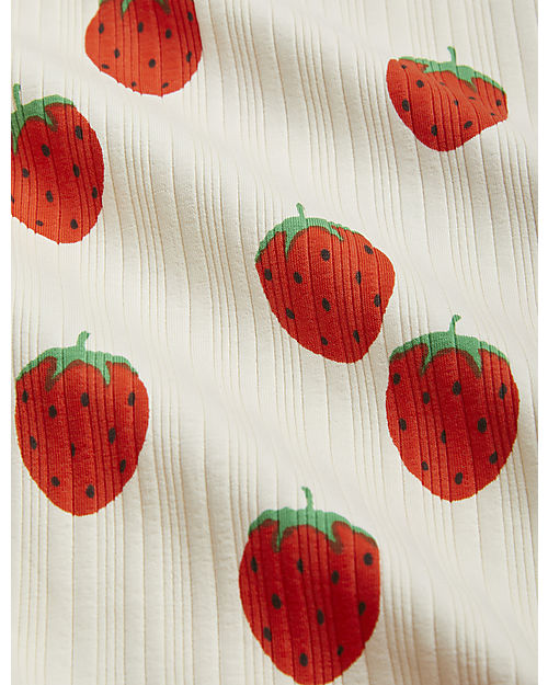 Mini Rodini Vestito Maniche Corte - Strawberries - Bianco - Cotone Bio GOTS Vestiti_