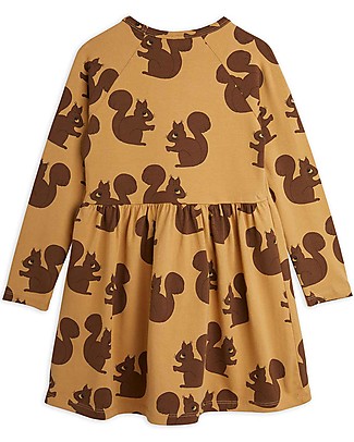 Mini Rodini Vestito Maniche Lunghe Scoiattoli - Marrone - Cotone Bio Vestiti_