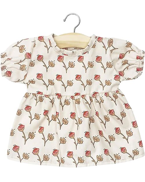 Minikane Abito Smanicato Faustine - Cotone Oeko-Tex - Fiori di Cotone - per Bambola Minikane 34 e 37 cm Accessori Bambole