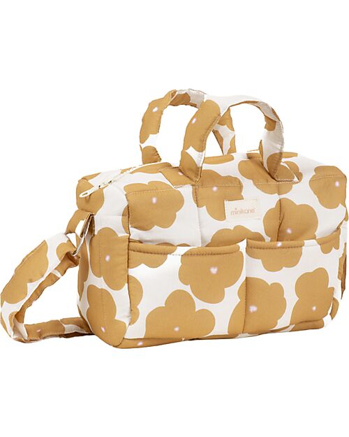 Minikane Borsa Fasciatoio Arty - Fiori - Cotone Oeko-Tex - per Bambola Minikane 34cm e Babies 28cm Accessori Bambole