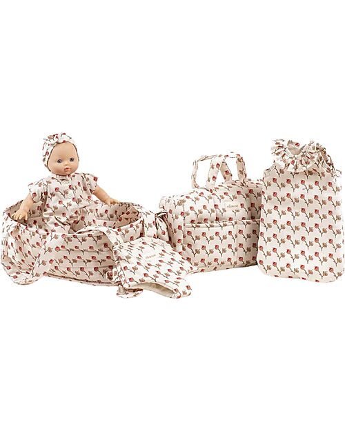 Minikane Borsa Fasciatoio - Fiori - Cotone Oeko-Tex - per Bambola Minikane 34cm e Babies 28cm Accessori Bambole