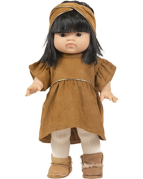 Minikane Vestito e Fascia per Capelli Daisy - Millerighe Havana - Per Bambola Minikane Gordis 34 e 37cm Accessori Bambole