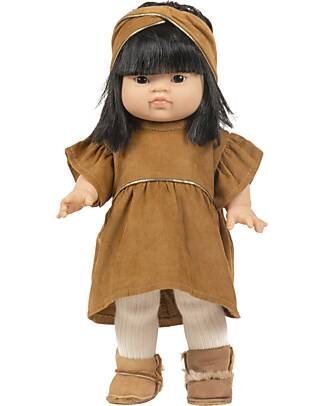 Minikane Vestito e Fascia per Capelli Daisy - Millerighe Havana - Per Bambola Minikane Gordis 34 e 37cm Accessori Bambole