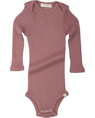 Minimalisma Body Manica Lunga Alaska - Rosa Antico - 100% Lana Merino Body Manica Lunga