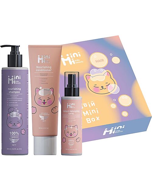MiniMi Mini Box Capelli - 3 Prodotti Essenziali - Set Regalo - 5+ Anni Cura dei Capelli