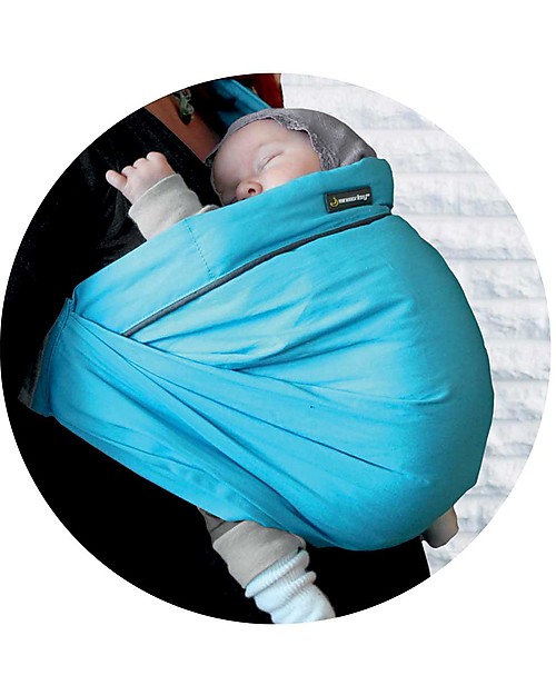 Minimonkey Fascia Porta Bébé Ergonomica 7 in 1 - Unlimited - 100% Cotone - Turchese/Grigio Fasce Portabebé