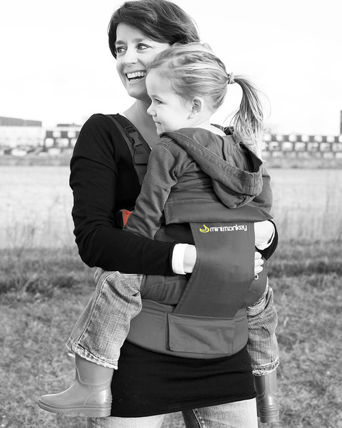 Minimonkey Marsupio Ergonomico 100% Cotone - Grigio - 4 in 1 (dalla nascita, ancora più leggero e traspirante, e no mal di schiena!) Marsupi
