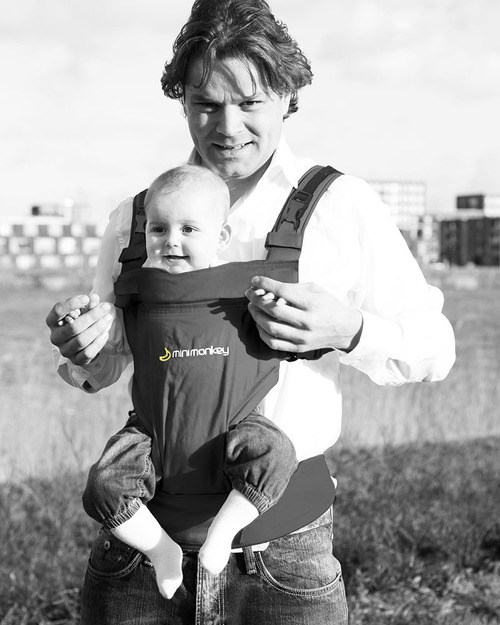 Minimonkey Marsupio Ergonomico 100% Cotone - Grigio - 4 in 1 (dalla nascita, ancora più leggero e traspirante, e no mal di schiena!) Marsupi