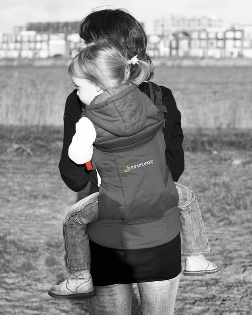 Minimonkey Marsupio Ergonomico 100% Cotone - Grigio - 4 in 1 (dalla nascita, ancora più leggero e traspirante, e no mal di schiena!) Marsupi
