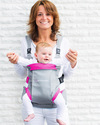 Minimonkey Marsupio Ergonomico Dynamic - Grigio/Rosa - 4 in 1 (dalla nascita, leggerissimo e no mal di schiena!) Marsupi