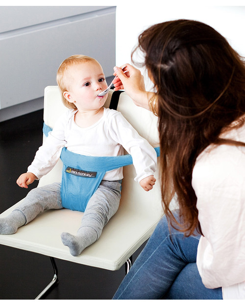 Minimonkey Minichair - Azzurro - Seggiolino Universale da Tavolo - Sta anche in borsa! Seggiolini da Viaggio