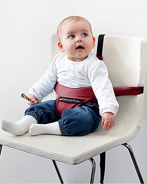 Minimonkey Minichair - Rosso - Seggiolino Universale da Tavolo- Sta anche in borsa! Seggiolini da Viaggio