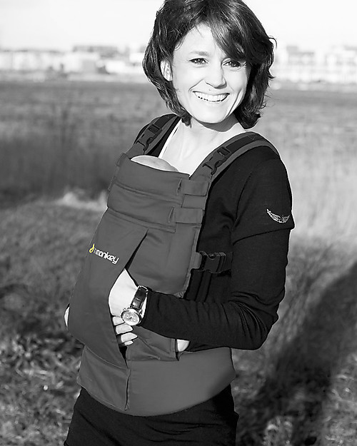 Minimonkey OUTLET - Marsupio Ergonomico 100% Cotone - Grigio - 4 in 1 (dalla nascita, ancora più leggero e traspirante, e no mal di schiena!) Marsupi