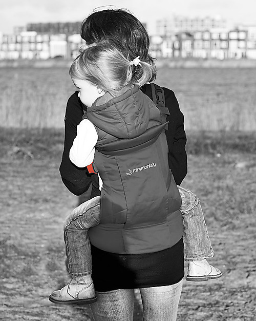 Minimonkey OUTLET - Marsupio Ergonomico 100% Cotone - Grigio - 4 in 1 (dalla nascita, ancora più leggero e traspirante, e no mal di schiena!) Marsupi