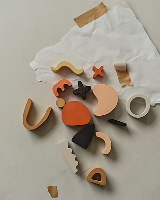 MinMin Copenhagen Costruzioni Arte Astratta - Gioco Educativo Montessori - 10 pezzi - 100% Legno Costruzioni in Legno