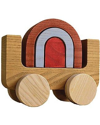 MinMin Copenhagen Macchinina Arcobaleno - Gioco Educativo Montessori - 100% Legno Giochi Montessoriani