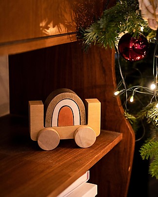 MinMin Copenhagen Macchinina Arcobaleno - Gioco Educativo Montessori - 100% Legno Macchine e Trenini in Legno
