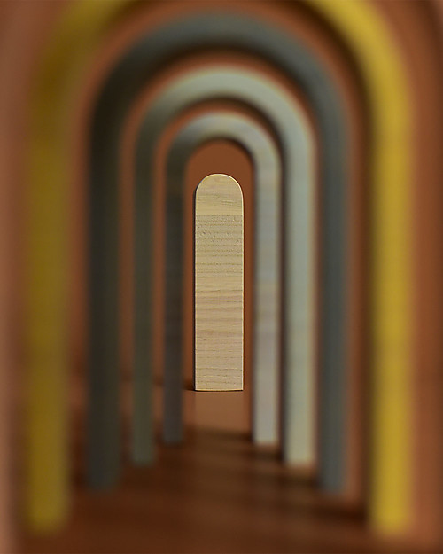 MinMin Copenhagen Mini Tunnel Arcobaleno Legno Pastello - Gioco Educativo Montessori - 6 pezzi Giochi Montessoriani
