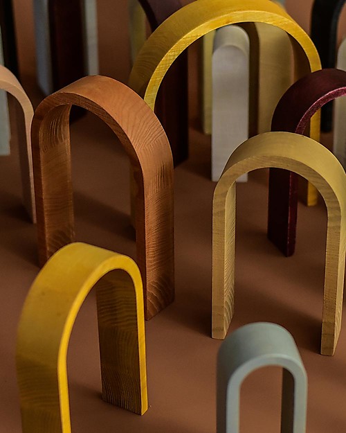 MinMin Copenhagen Mini Tunnel Arcobaleno Legno Pastello - Gioco Educativo Montessori - 6 pezzi Giochi Montessoriani