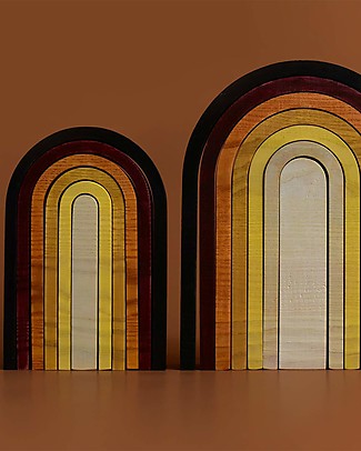 MinMin Copenhagen Mini Tunnel Arcobaleno Legno Terra - Gioco Educativo Montessori - 6 pezzi Giochi Montessoriani