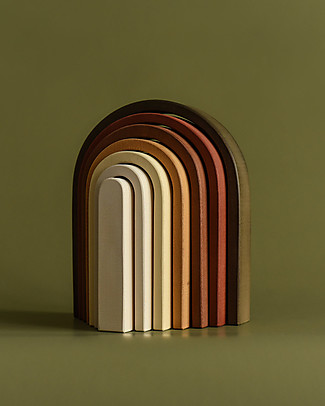 MinMin Copenhagen Mini Tunnel Arcobaleno Legno Terra - Gioco Educativo Montessori - 6 pezzi Giochi Montessoriani