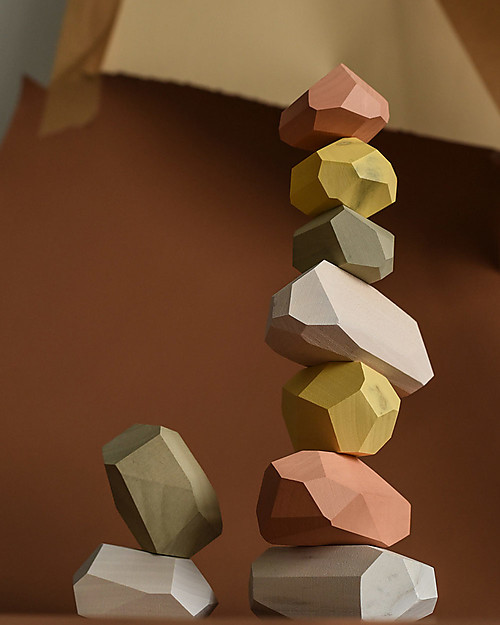 MinMin Copenhagen Sassi dell'Equilibrio - Gioco Educativo Montessori - 9 pezzi - 100% Legno Giochi Montessoriani