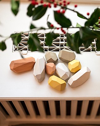 MinMin Copenhagen Sassi dell'Equilibrio - Gioco Educativo Montessori - 9 pezzi - 100% Legno Giochi Montessoriani
