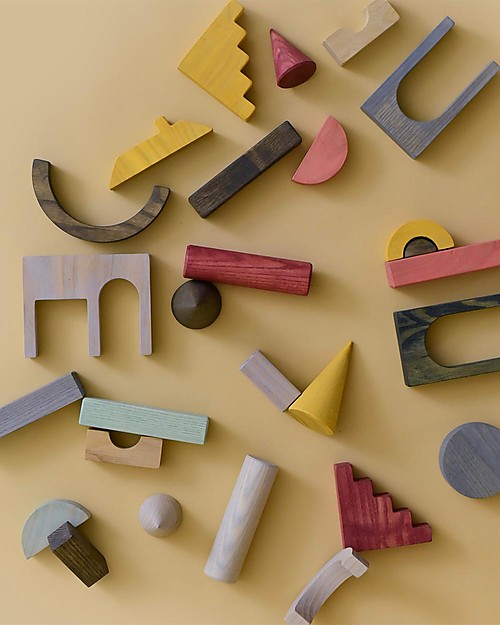 MinMin Copenhagen Set Costruzioni - Gioco Educativo Montessori - 25 pezzi - 100% Legno Costruzioni in Legno