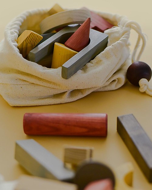 MinMin Copenhagen Set Costruzioni - Gioco Educativo Montessori - 25 pezzi - 100% Legno Costruzioni in Legno