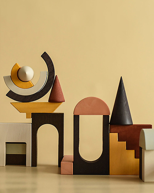 MinMin Copenhagen Set Costruzioni - Gioco Educativo Montessori - 25 pezzi - 100% Legno Costruzioni in Legno