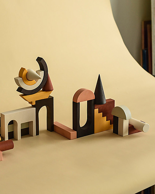 MinMin Copenhagen Set Costruzioni - Gioco Educativo Montessori - 25 pezzi - 100% Legno Costruzioni in Legno