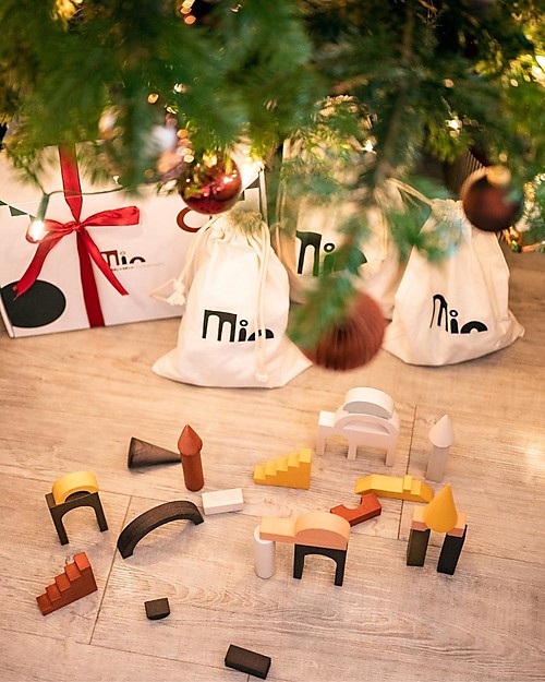 MinMin Copenhagen Set Costruzioni - Gioco Educativo Montessori - 25 pezzi - 100% Legno Costruzioni in Legno