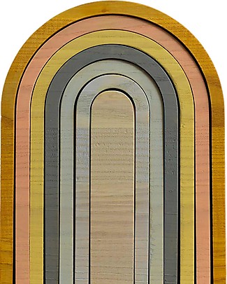 MinMin Copenhagen Tunnel Arcobaleno Pastello - Gioco Educativo Montessori - 7 pezzi - 100% Legno Giochi Montessoriani
