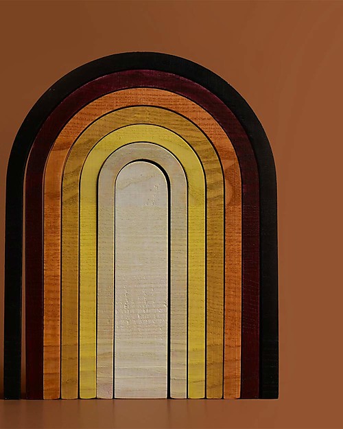 MinMin Copenhagen Tunnel Arcobaleno Terra - Gioco Educativo Montessori - 7 pezzi - 100% Legno Giochi Montessoriani