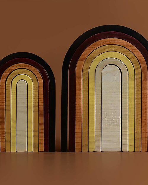 MinMin Copenhagen Tunnel Arcobaleno Terra - Gioco Educativo Montessori - 7 pezzi - 100% Legno Giochi Montessoriani
