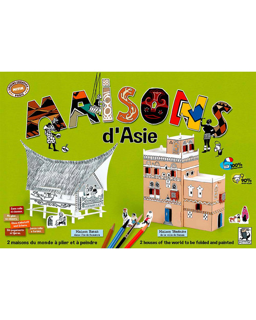 Mitik Le Case dell'Asia - Cartoncino 90% Riciclato (da montare senza bisogno di colla o forbici!) Kit Fai Da Te